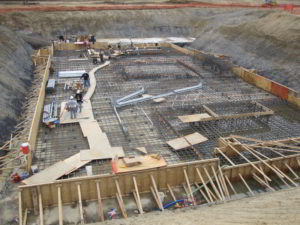 Excavation for concrete foundation